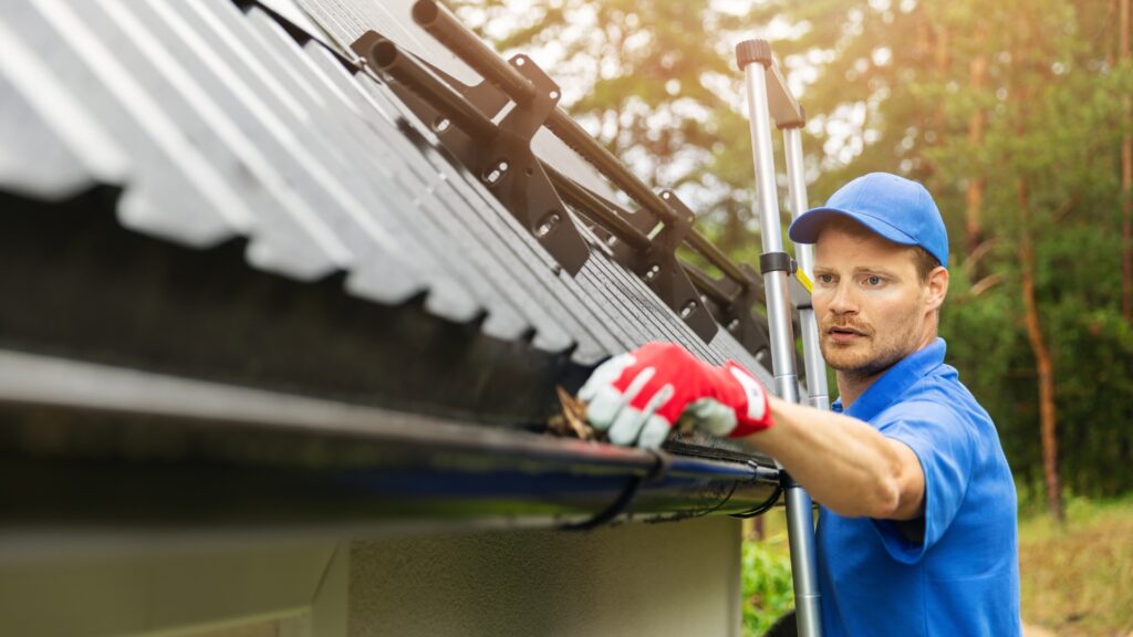 image of gutters being cleaned