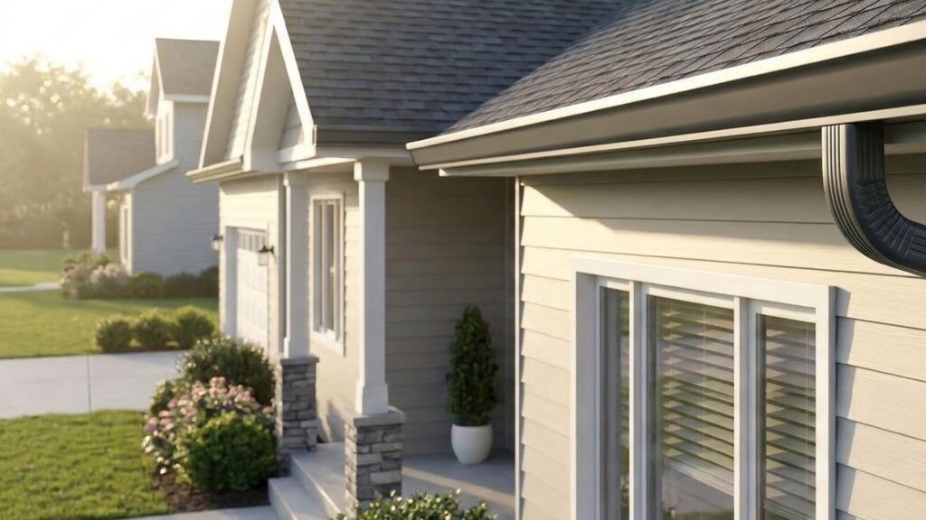 Gutters on a modern residential home